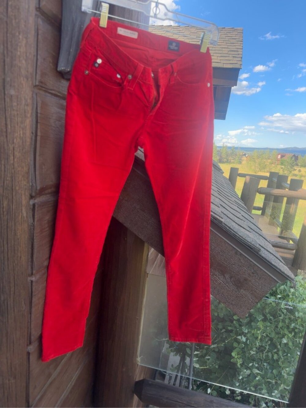 AG Adriano Goldschmied The Stevie Ankle Red Corduroy Slim Straight Jeans 27R